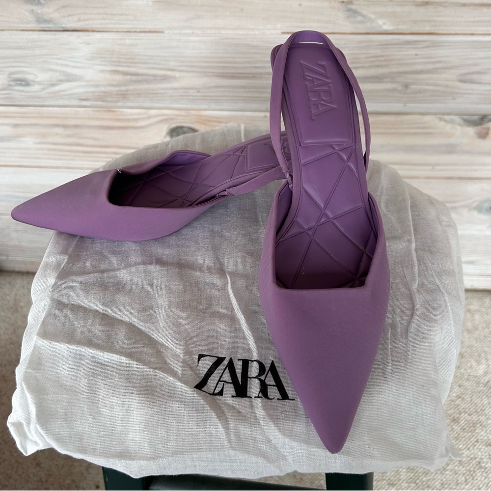 Zara Women's Violet Pointed Slingback Heels